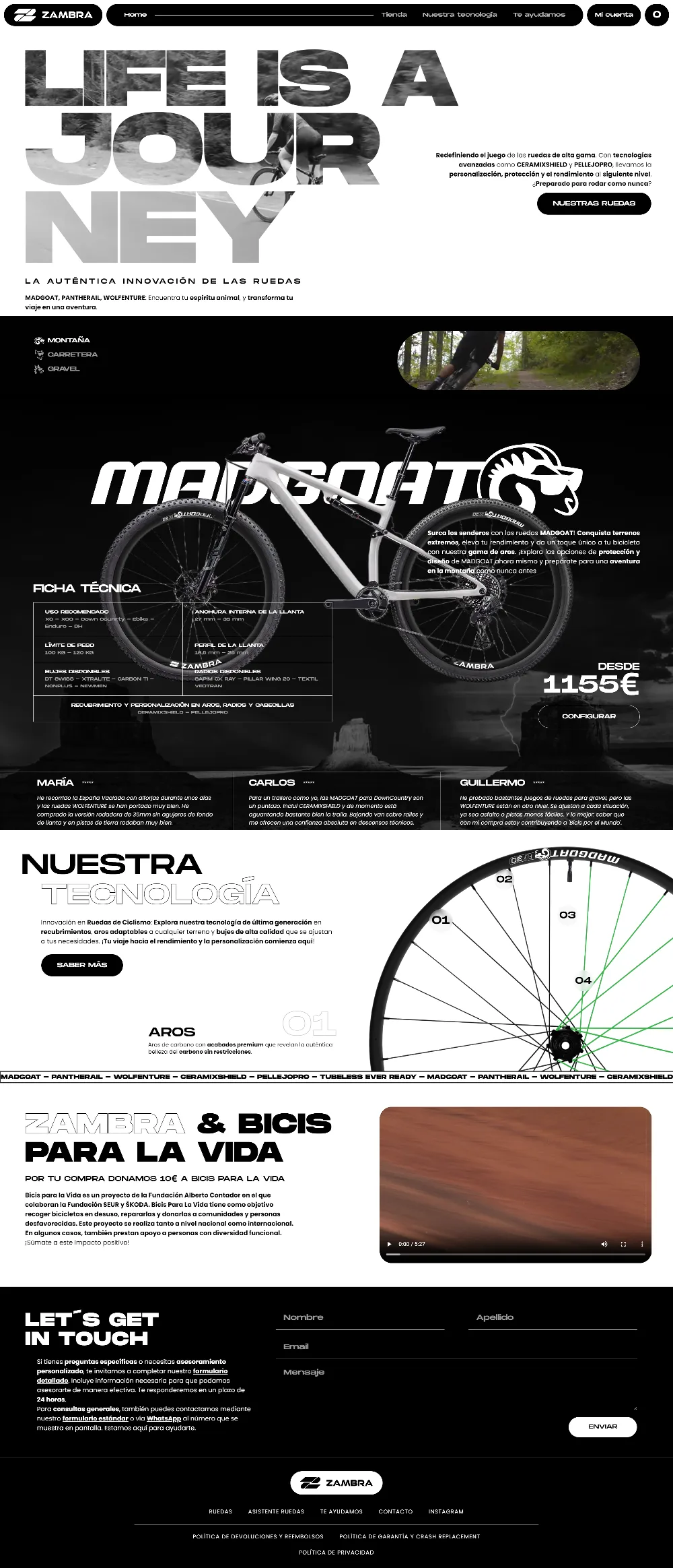 Captura completa de la web: Zambra Bikes